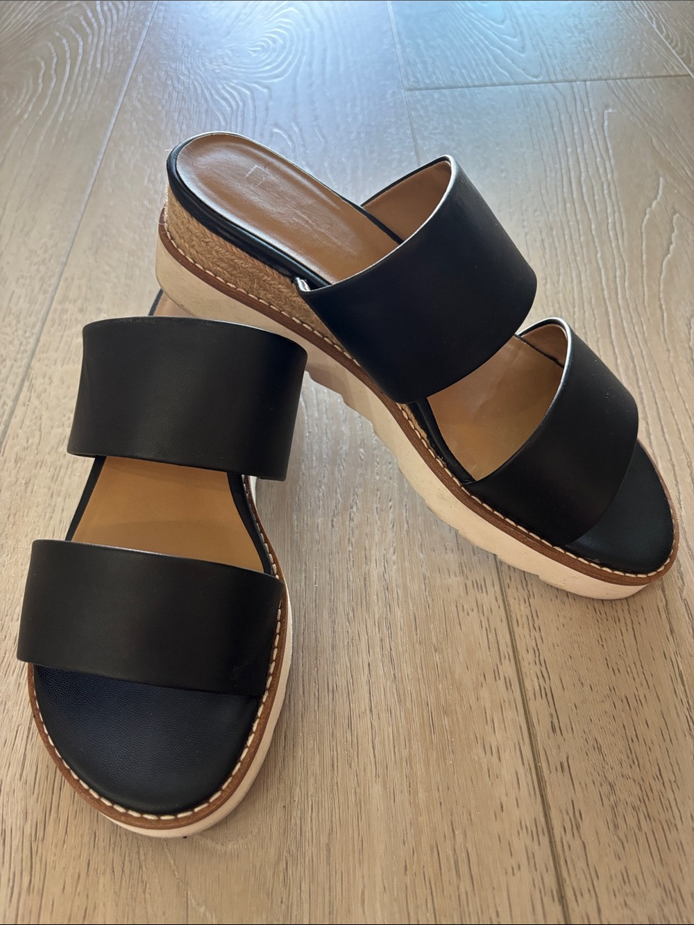 Women’s Black Double-Strap Slide Sandals - Casual Comfort